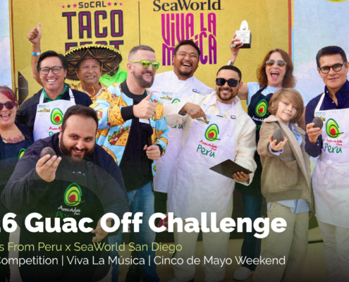 Guac Off Challenge participants pose with avocados at the 2026 Avocados From Peru and SeaWorld San Diego event.